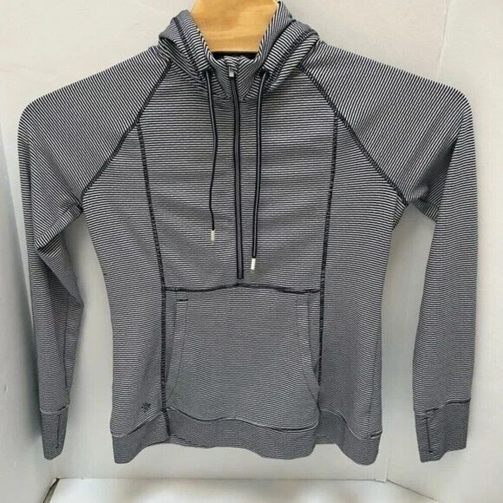 Athleta Heavenly Hail 3 Hoodie‎ Navy & White Stripes Hoodie size Medium